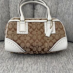 Coach Tan and Cream Signature Satchel